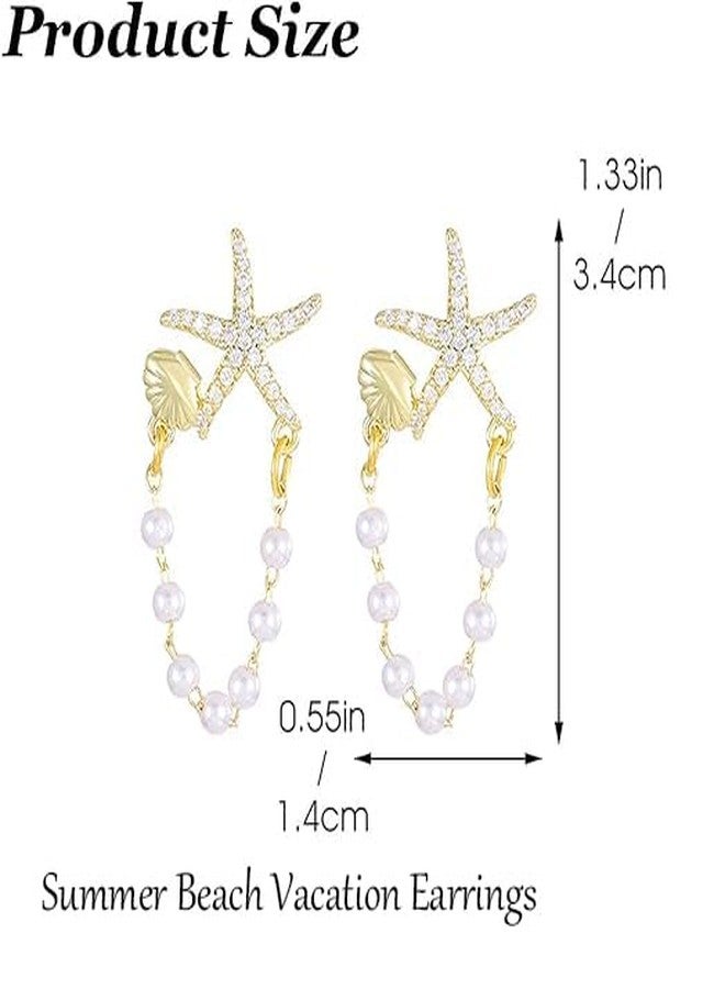 Modpide Starfish Earrings for Women Gold Sea Shell Earrings Summer Beach Vacation Outfits for Women (gold) - Image 5